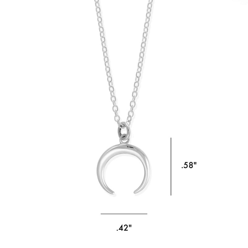 Boma Jewelry Sterling Silver Downward Crescent Moon Double Horn Pendant Necklace, 18 Inches - Image 4